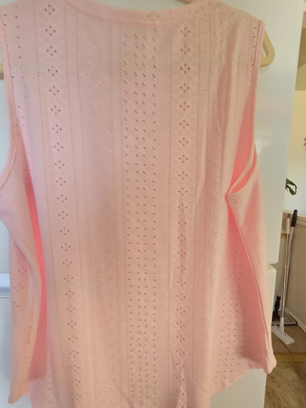 Light Pink Knit Eyelet Sleeveless Top